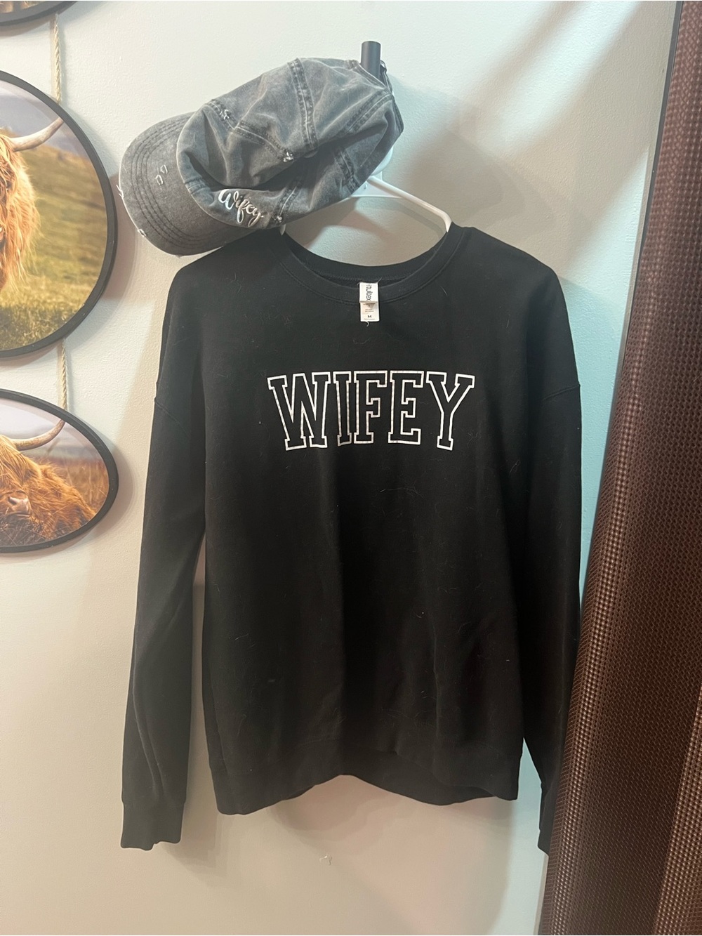 Wifey Black Crewneck Sweatshirt and hat